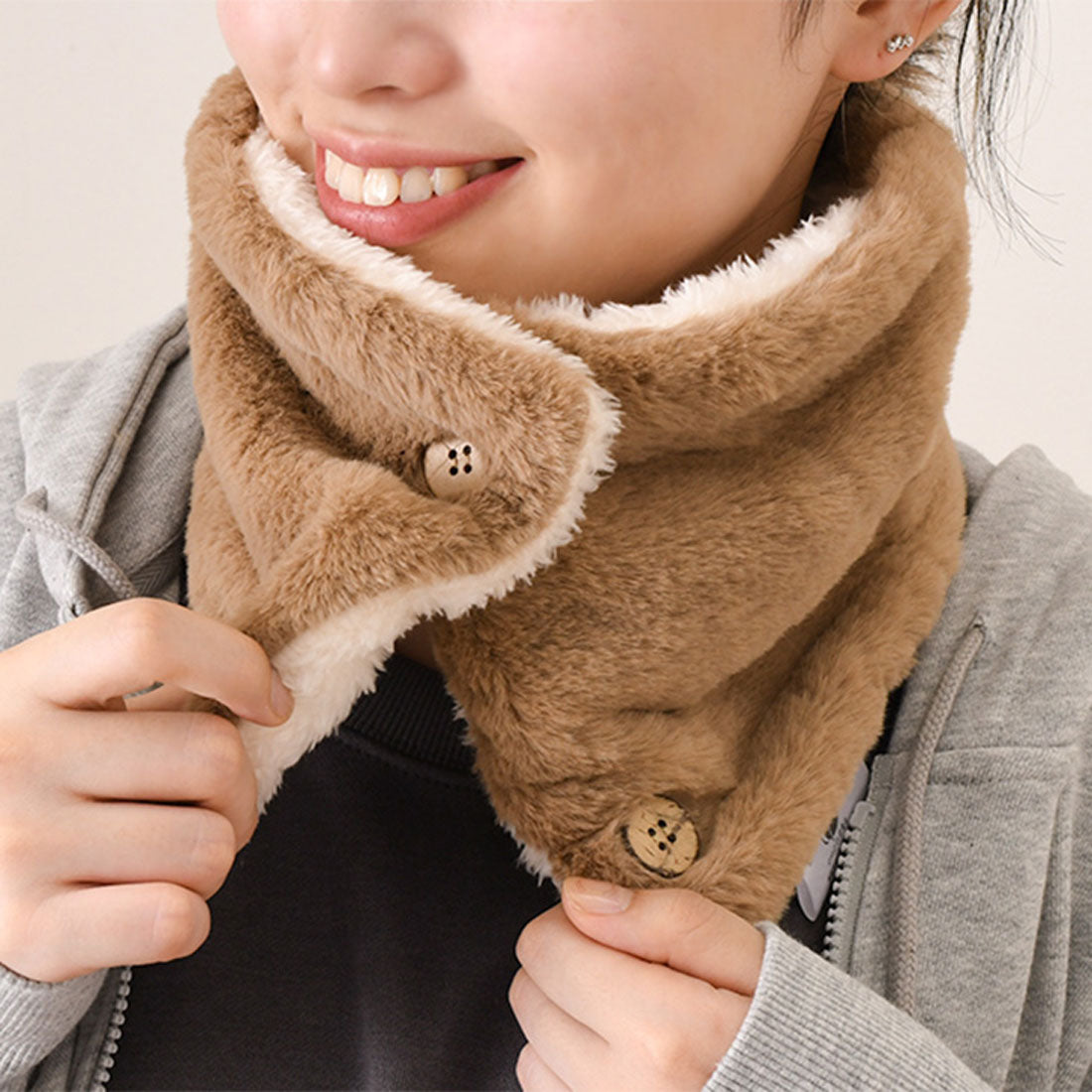 リアルスタイル REAL STYLE ネックウォーマー スヌード マフラー レディース ボタン 子供 キッズ ゴルフ 冬 防寒 おしゃれ 暖かい ボア 首 カバー 保温 就寝