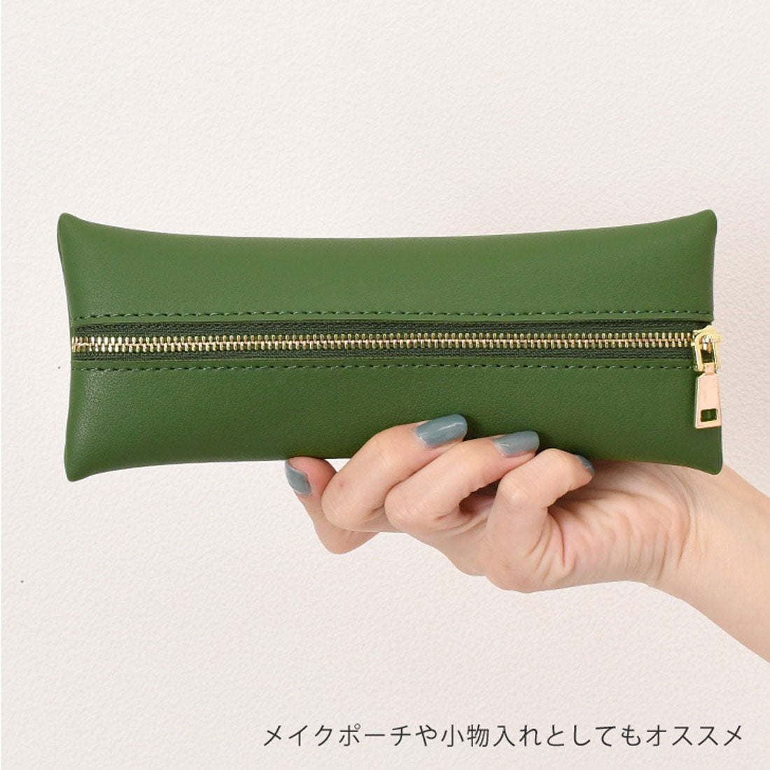 Real Style Pen Case Slim Leather Synthetic Leather Korean Stylish Adult Simple Student Boys Girls Middle School High School University Business Office Water-Repellent Synthetic Leather