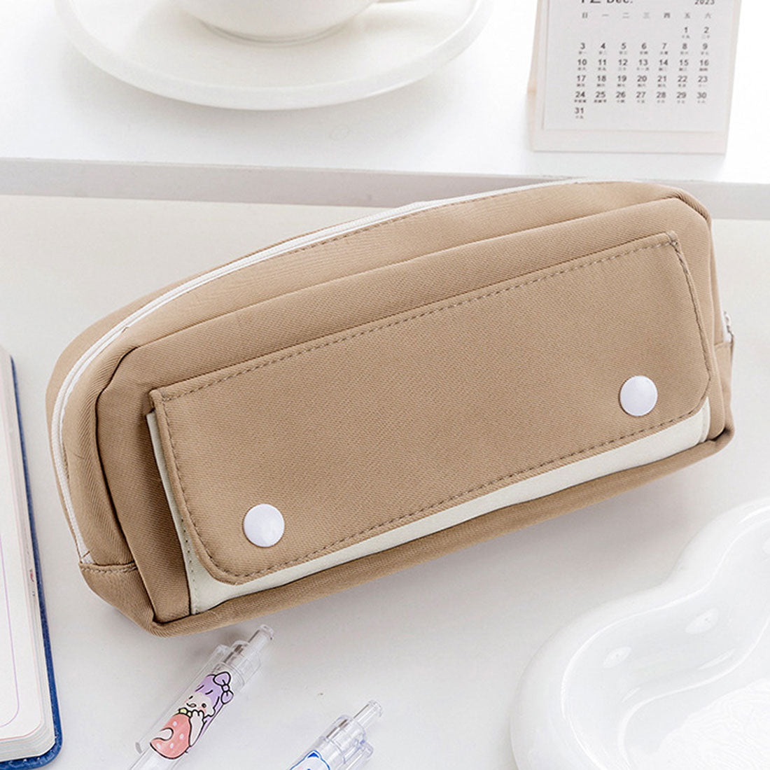 Real Style Pen Case Pencil Box Large Capacity Pouch Small Item Holder Korean Adult Stylish Simple Boys Girls Elementary School Middle School Boys Girls High School University Cute Travel Cosmetics Makeup
