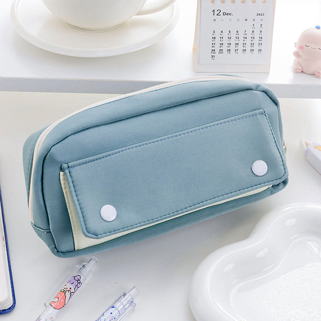 Real Style Pen Case Pencil Box Large Capacity Pouch Small Item Holder Korean Adult Stylish Simple Boys Girls Elementary School Middle School Boys Girls High School University Cute Travel Cosmetics Makeup