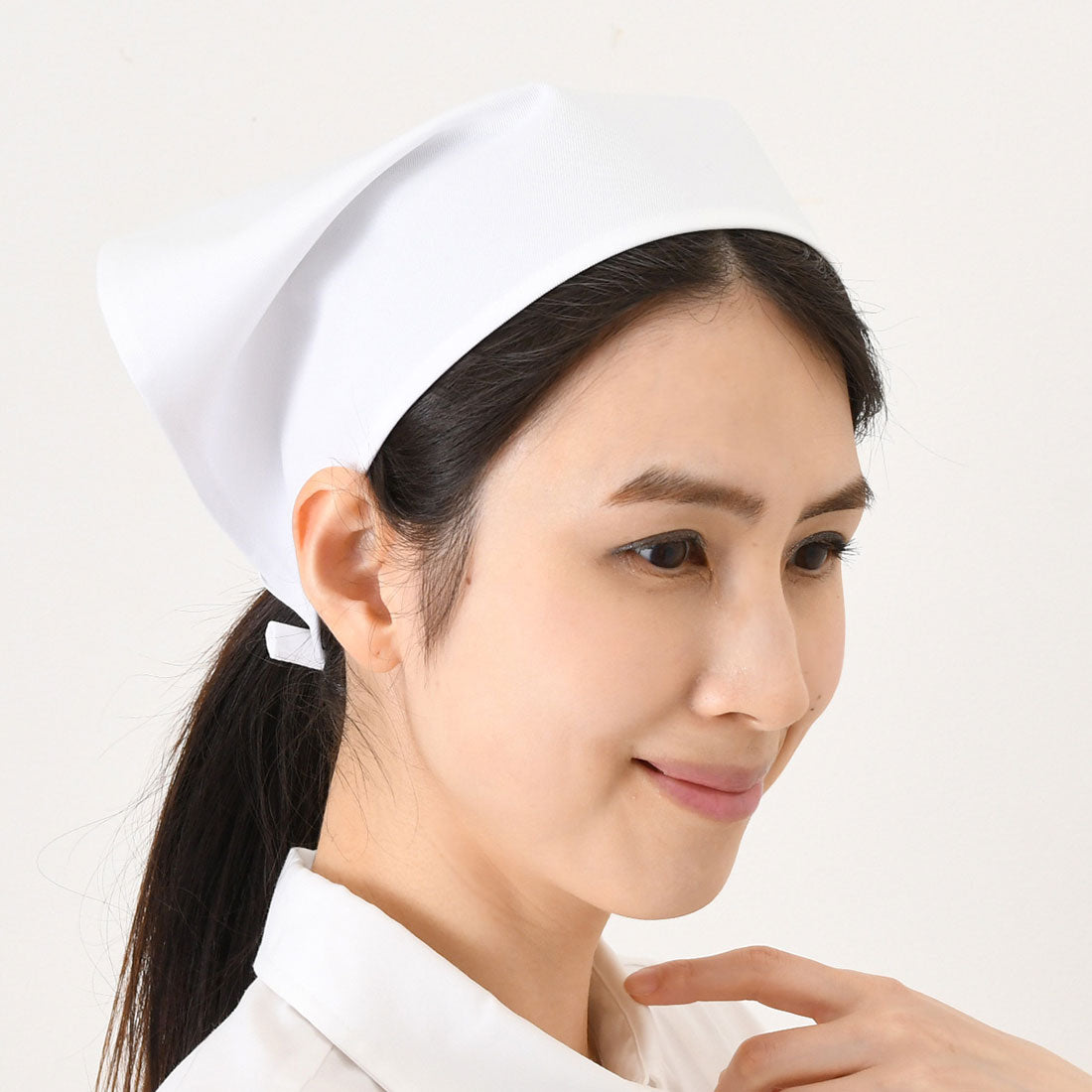 リアルスタイル REAL STYLE 三角巾 おしゃれ 子供 大人 黒 メンズ レディース バンダナ 学校 料理 キッチン エプロン 保育士 綿混 調理実習 紐 簡単 無地 (ホワイト) ホワイト