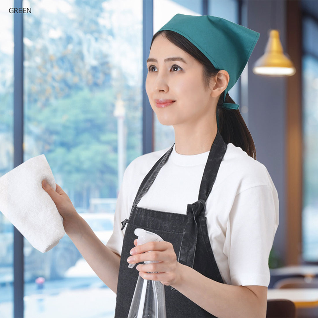 リアルスタイル REAL STYLE 三角巾 おしゃれ 子供 大人 黒 メンズ レディース バンダナ 学校 料理 キッチン エプロン 保育士 綿混 調理実習 紐 簡単 無地 (ホワイト) ホワイト