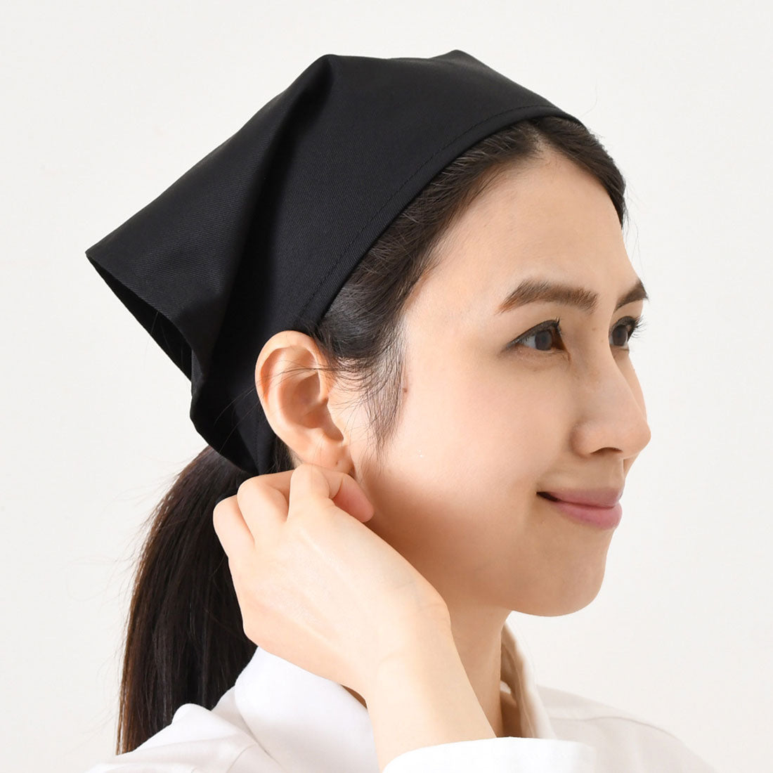 リアルスタイル REAL STYLE 三角巾 おしゃれ 子供 大人 黒 メンズ レディース バンダナ 学校 料理 キッチン エプロン 保育士 綿混 調理実習 紐 簡単 無地 (ブラック) ブラック