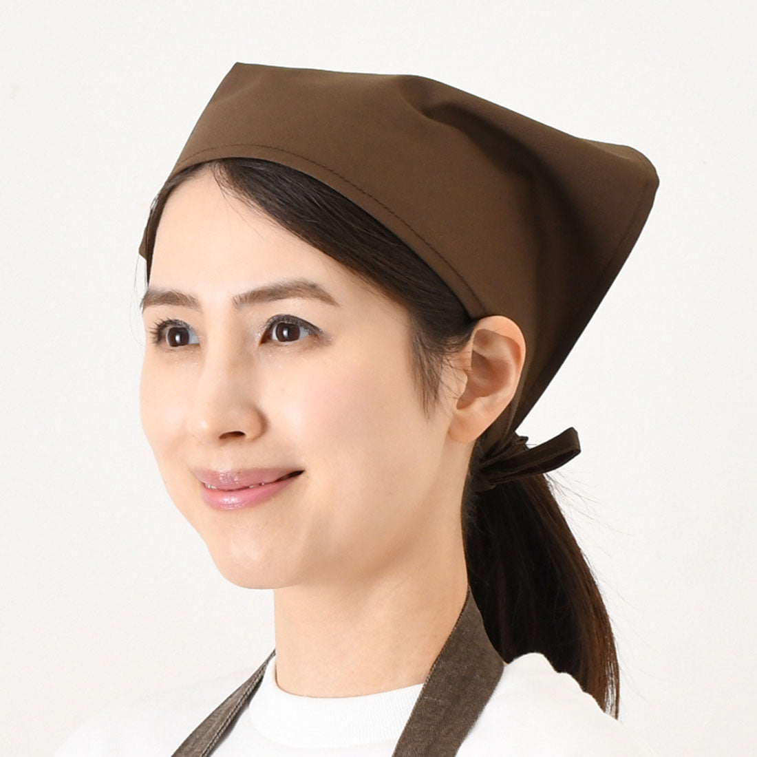 リアルスタイル REAL STYLE 三角巾 おしゃれ 子供 大人 黒 メンズ レディース バンダナ 学校 料理 キッチン エプロン 保育士 綿混 調理実習 紐 簡単 無地 (ブラウン) ブラウン