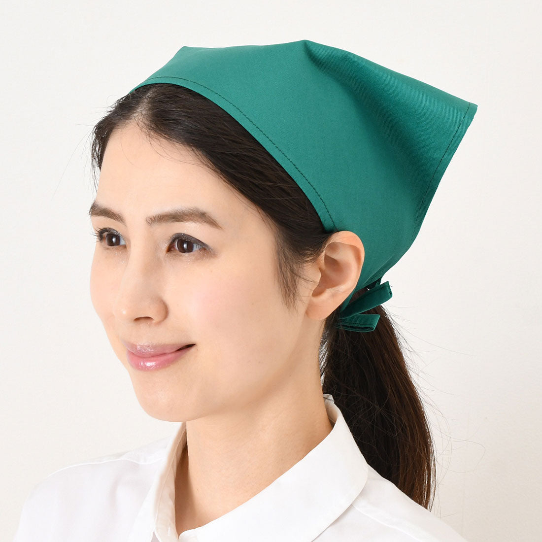 リアルスタイル REAL STYLE 三角巾 おしゃれ 子供 大人 黒 メンズ レディース バンダナ 学校 料理 キッチン エプロン 保育士 綿混 調理実習 紐 簡単 無地 (グリーン) グリーン