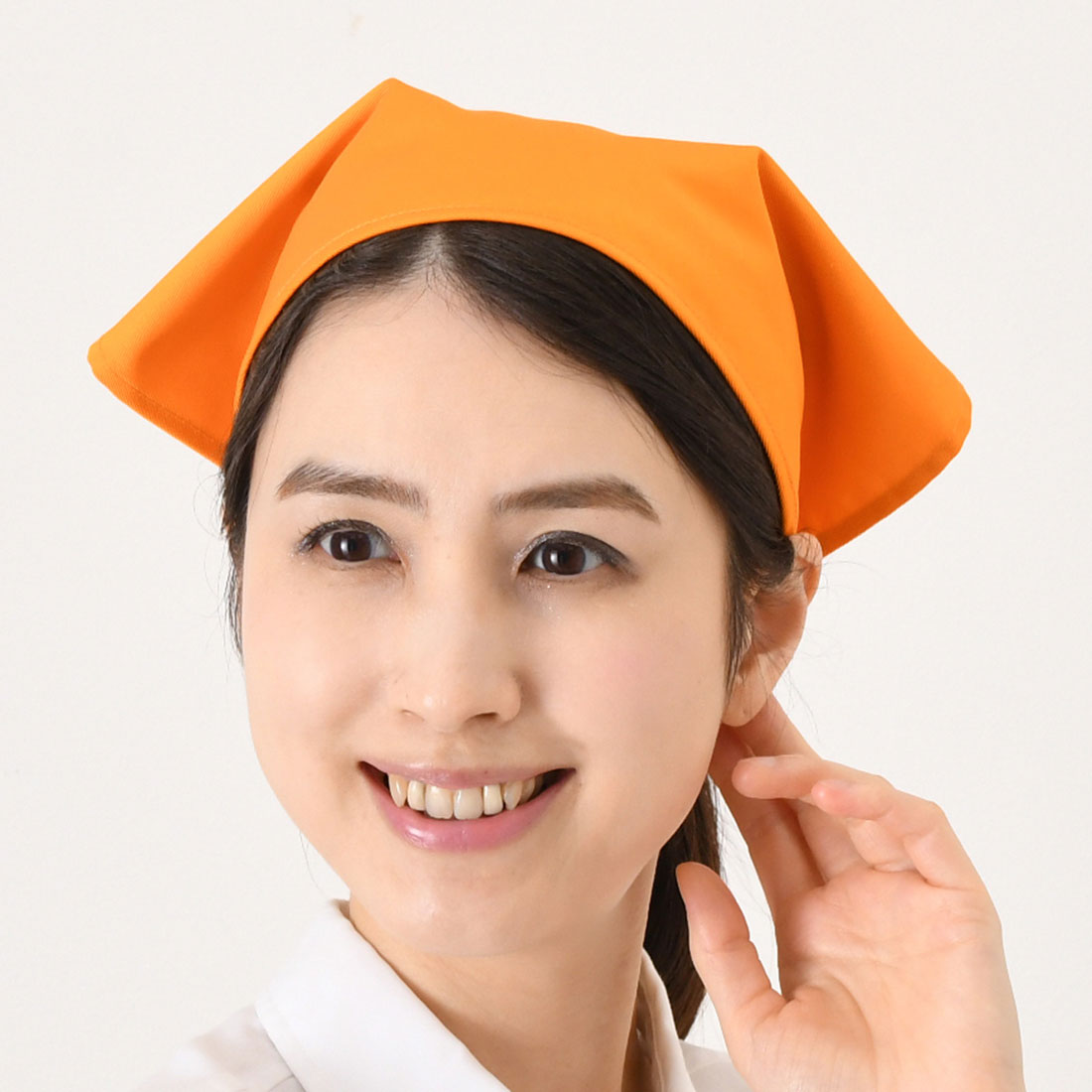 リアルスタイル REAL STYLE 三角巾 おしゃれ 子供 大人 黒 メンズ レディース バンダナ 学校 料理 キッチン エプロン 保育士 綿混 調理実習 紐 簡単 無地 (オレンジ) オレンジ