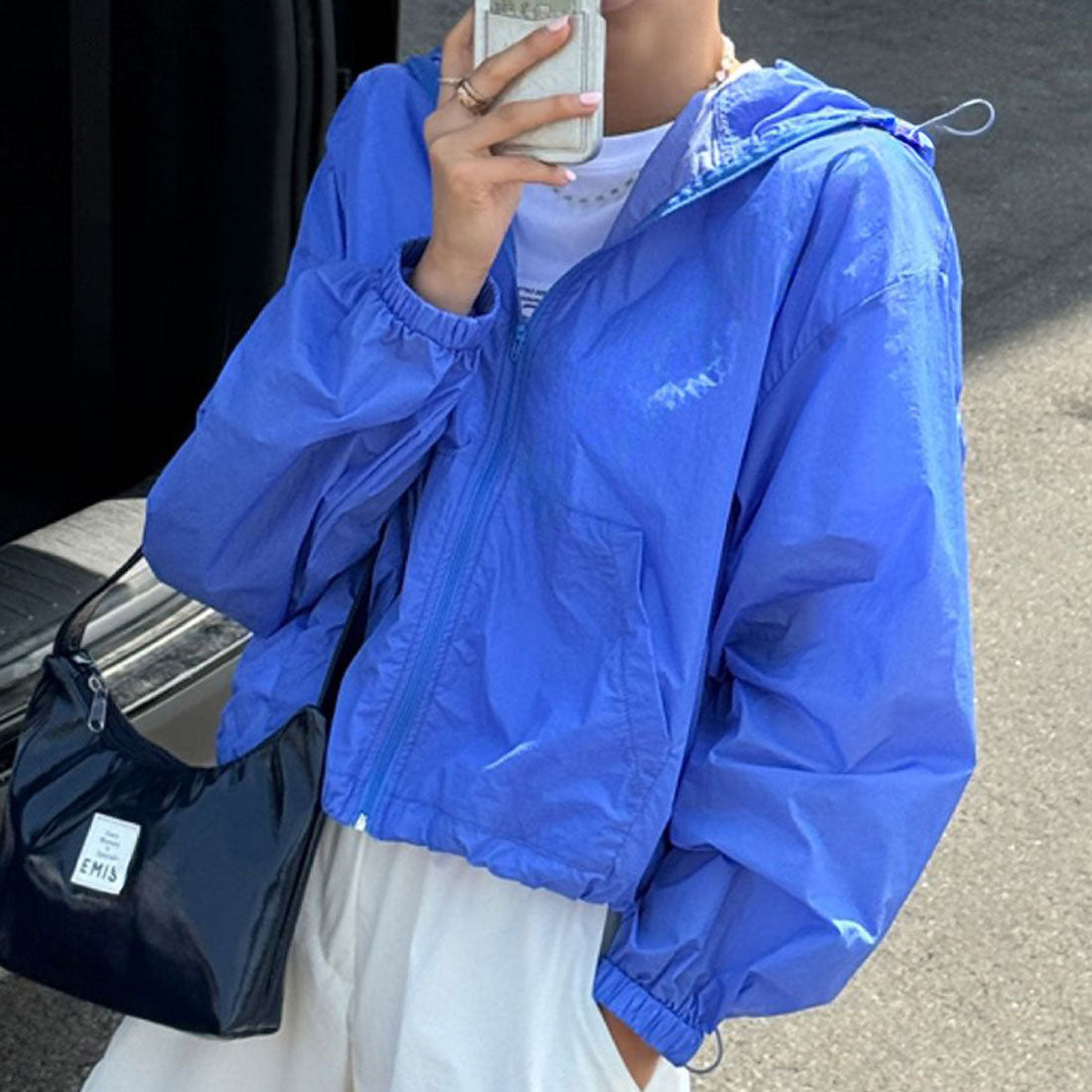 リアルスタイル REAL STYLE パーカー レディース 薄手 夏 撥水 長袖 レインコート レインウェア 雨具 前開き アウター ブルゾン ジャンパー 羽織り アウトドア (ブルー) ブルー