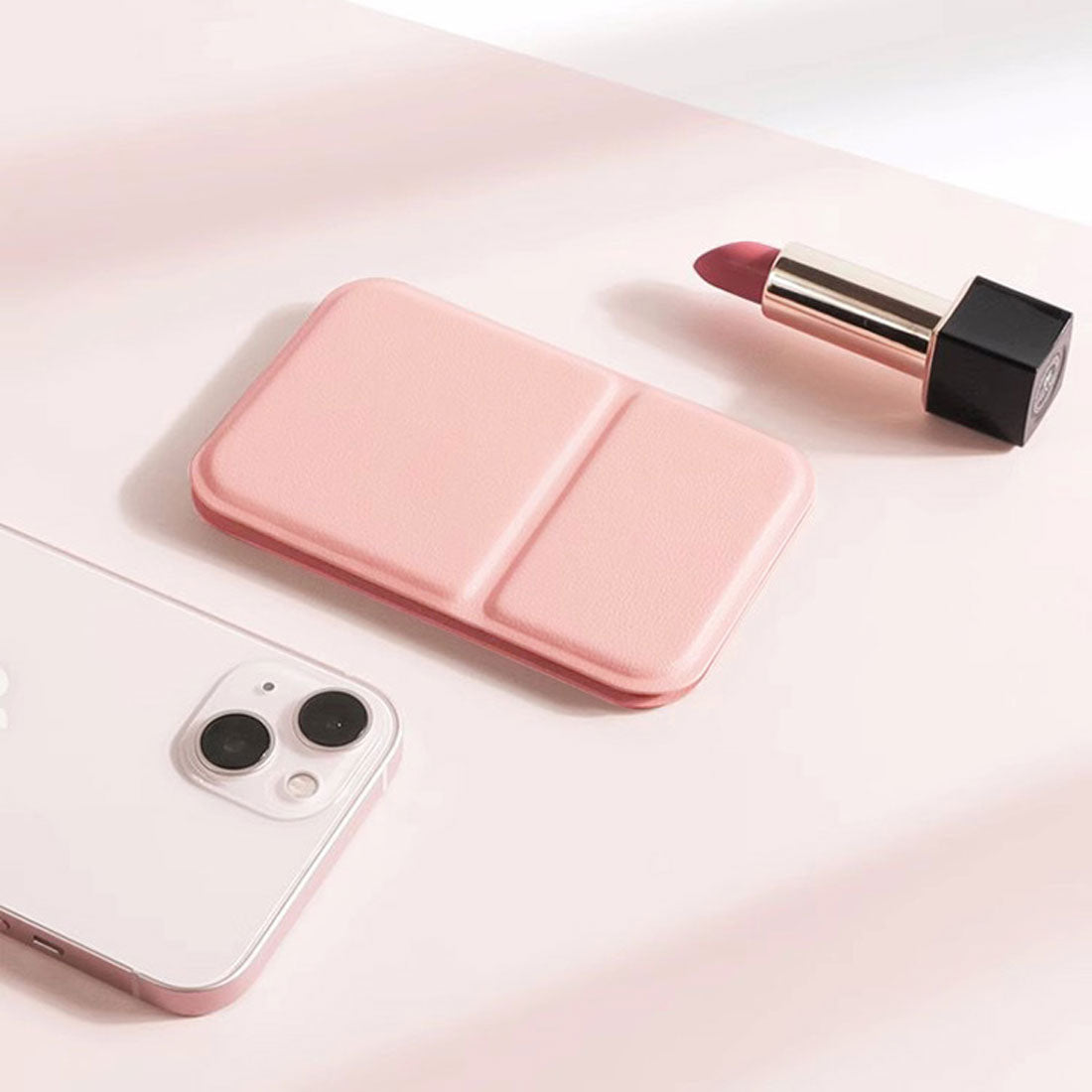 リアルスタイル REAL STYLE コンパクトミラー 卓上ミラー 鏡 折りたたみ おしゃれ 化粧 メイク 小さい 持ち運び 携帯 スタンド 収納 角度調整 調節 フレームレス (アイボリー) アイボリー