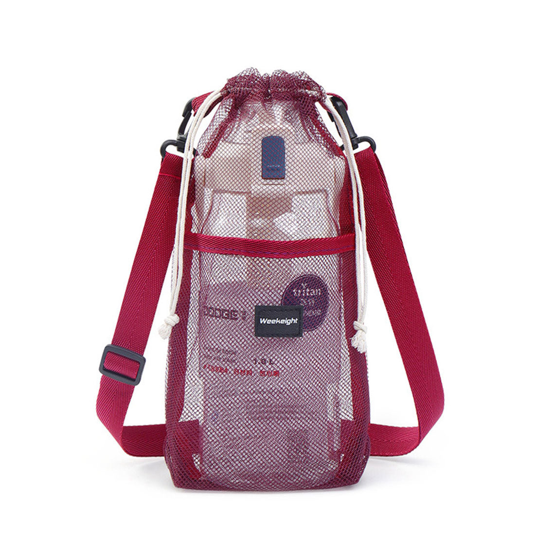 リアルスタイル REAL STYLE 水筒カバー ペットボトルホルダー スマホポーチ ケース ショルダー 斜めがけ メッシュ 巾着 ポケット おしゃれ かわいい キッズ 大人 (ワインレッド(Mサイズ)) ワインレッド(Mサイズ)