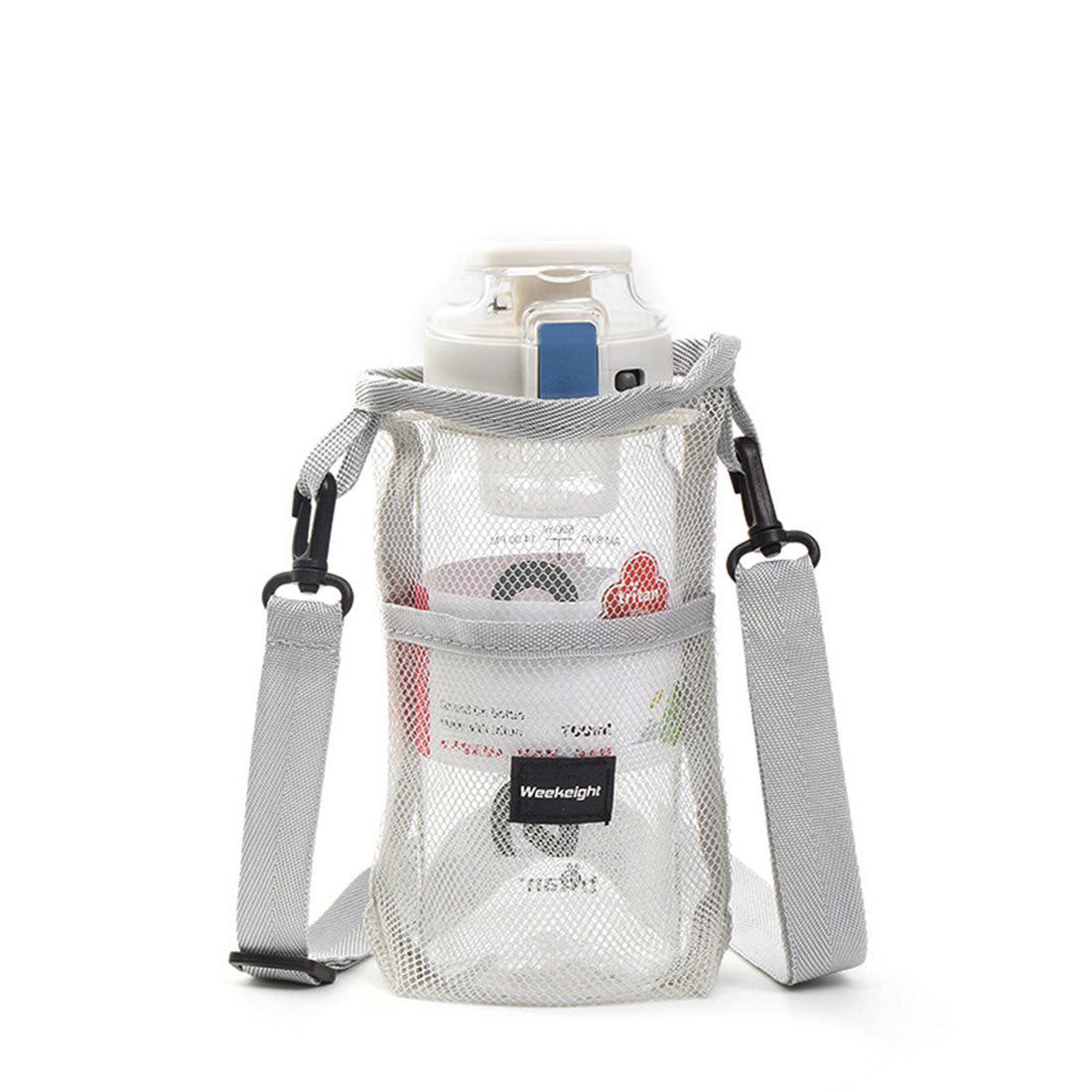 リアルスタイル REAL STYLE 水筒カバー ペットボトルホルダー スマホポーチ ケース ショルダー 斜めがけ メッシュ 巾着 ポケット おしゃれ かわいい キッズ 大人 (グレー(Sサイズ)) グレー(Sサイズ)