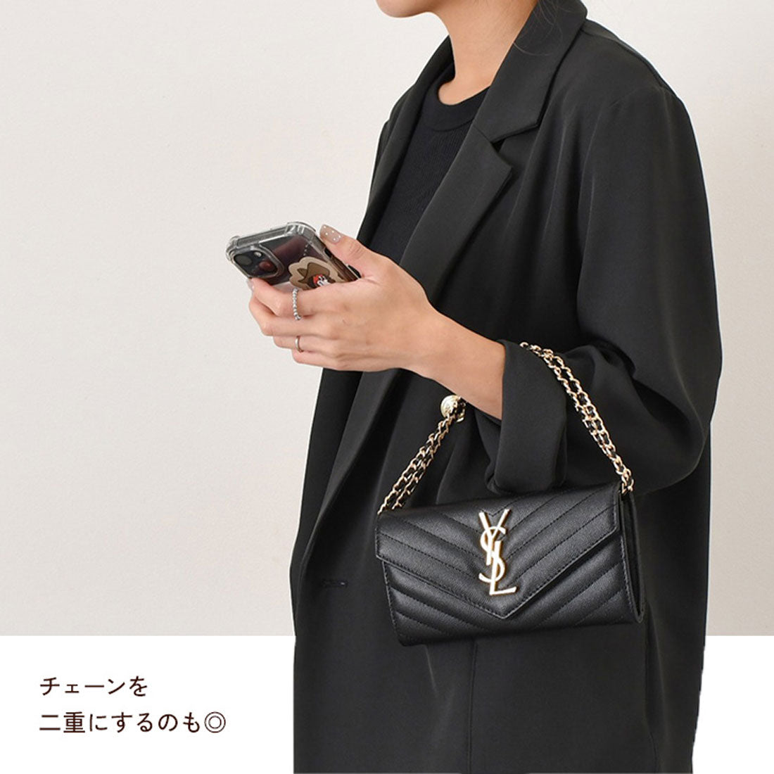 リアルスタイル REAL STYLE お財布ポシェット お財布ショルダー お財布バッグ レディース 長財布 付け替え用 ストラップ 斜めがけ 肩掛け チェーン ママ セット売り (シルバー) シルバー