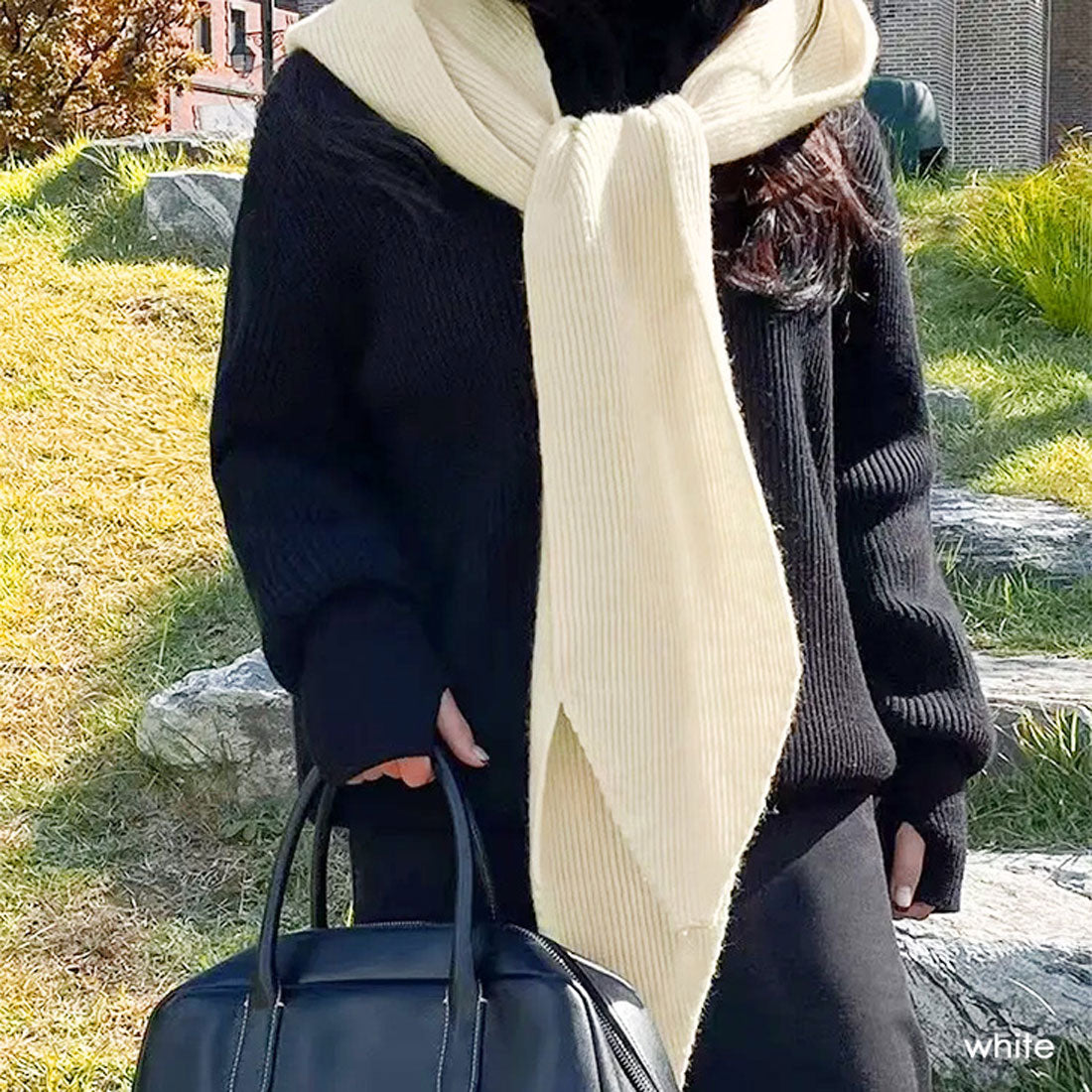 リアルスタイル REAL STYLE マフラー ストール フード付き ネックウォーマー ショール レディース ニット バラクラバ 秋冬 防寒 暖かい 肩掛け おしゃれ 無地 保温 (イエロー) イエロー