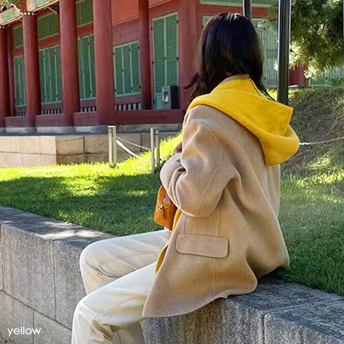 リアルスタイル REAL STYLE マフラー ストール フード付き ネックウォーマー ショール レディース ニット バラクラバ 秋冬 防寒 暖かい 肩掛け おしゃれ 無地 保温 (イエロー) イエロー