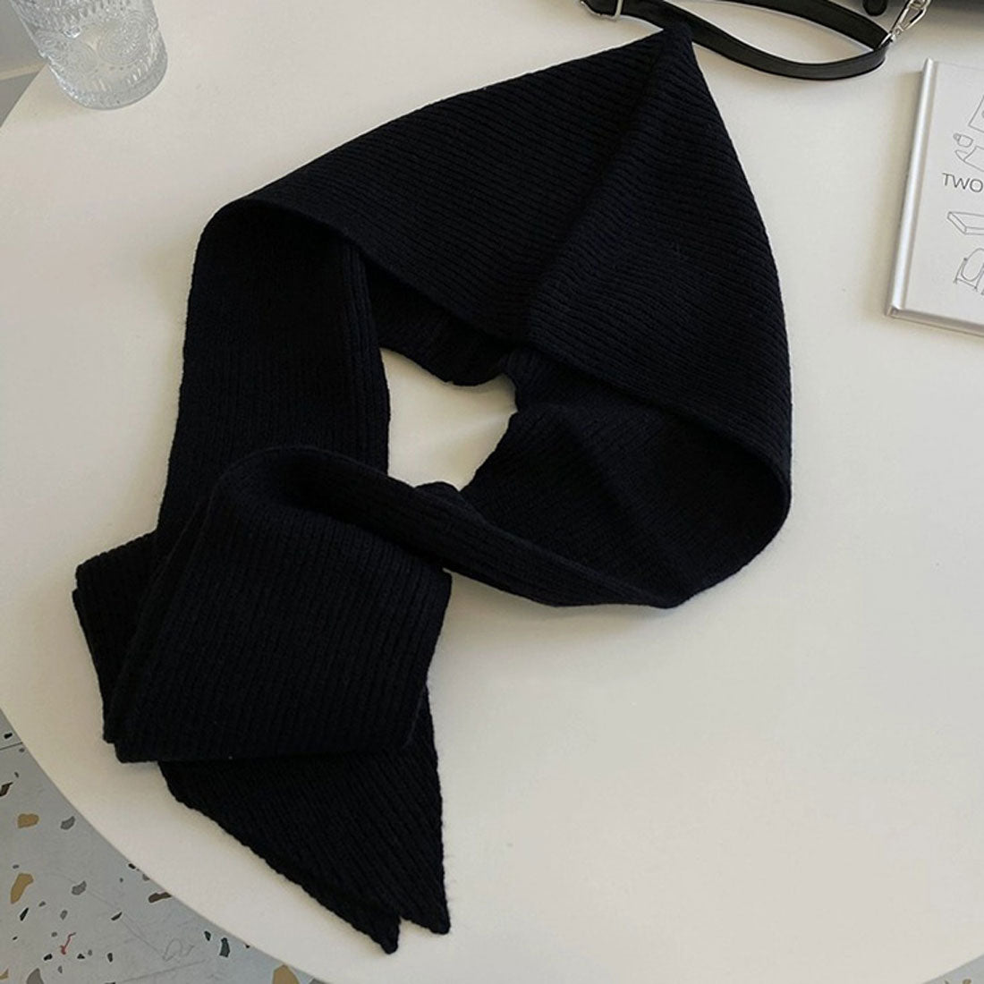 リアルスタイル REAL STYLE マフラー ストール フード付き ネックウォーマー ショール レディース ニット バラクラバ 秋冬 防寒 暖かい 肩掛け おしゃれ 無地 保温 (ブラック) ブラック
