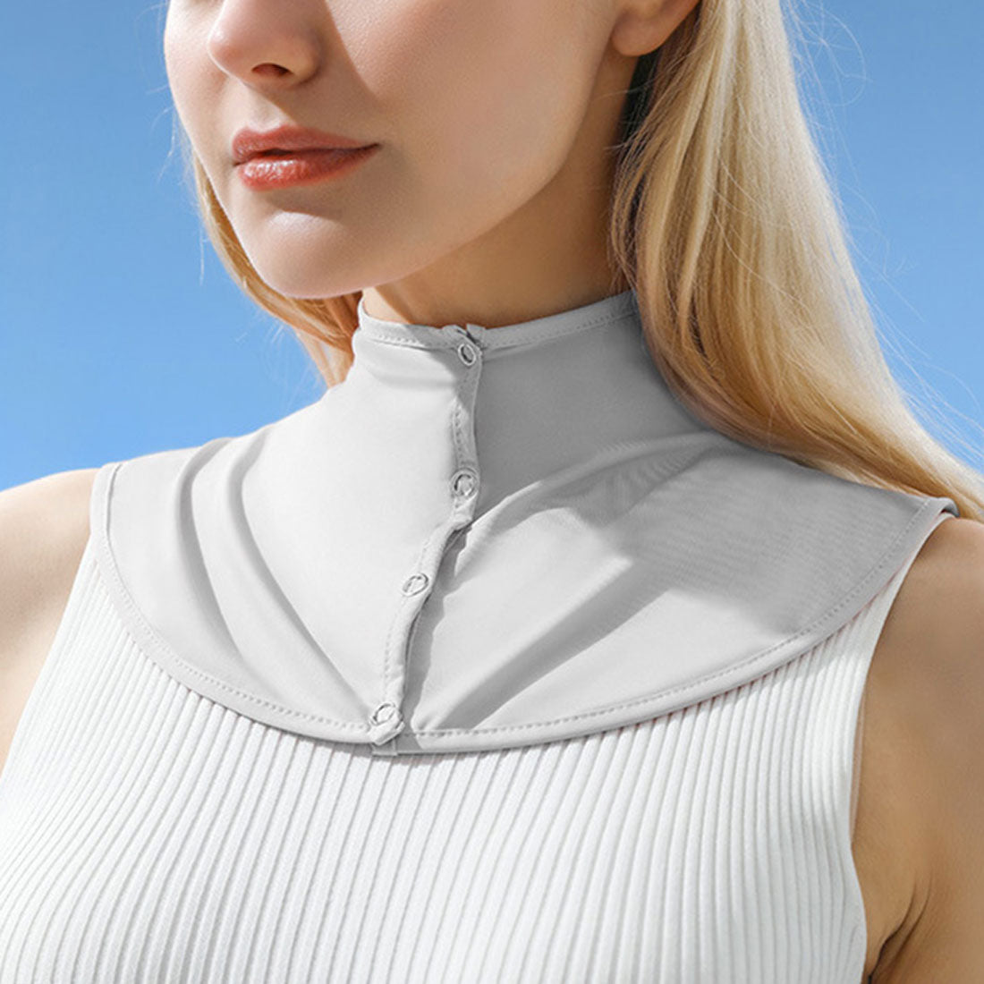 REAL STYLE Neck cover UV UV protection Button Sunburn UV protection Fake collar Turtleneck High neck Neck Cool UPF50+ Energy saving