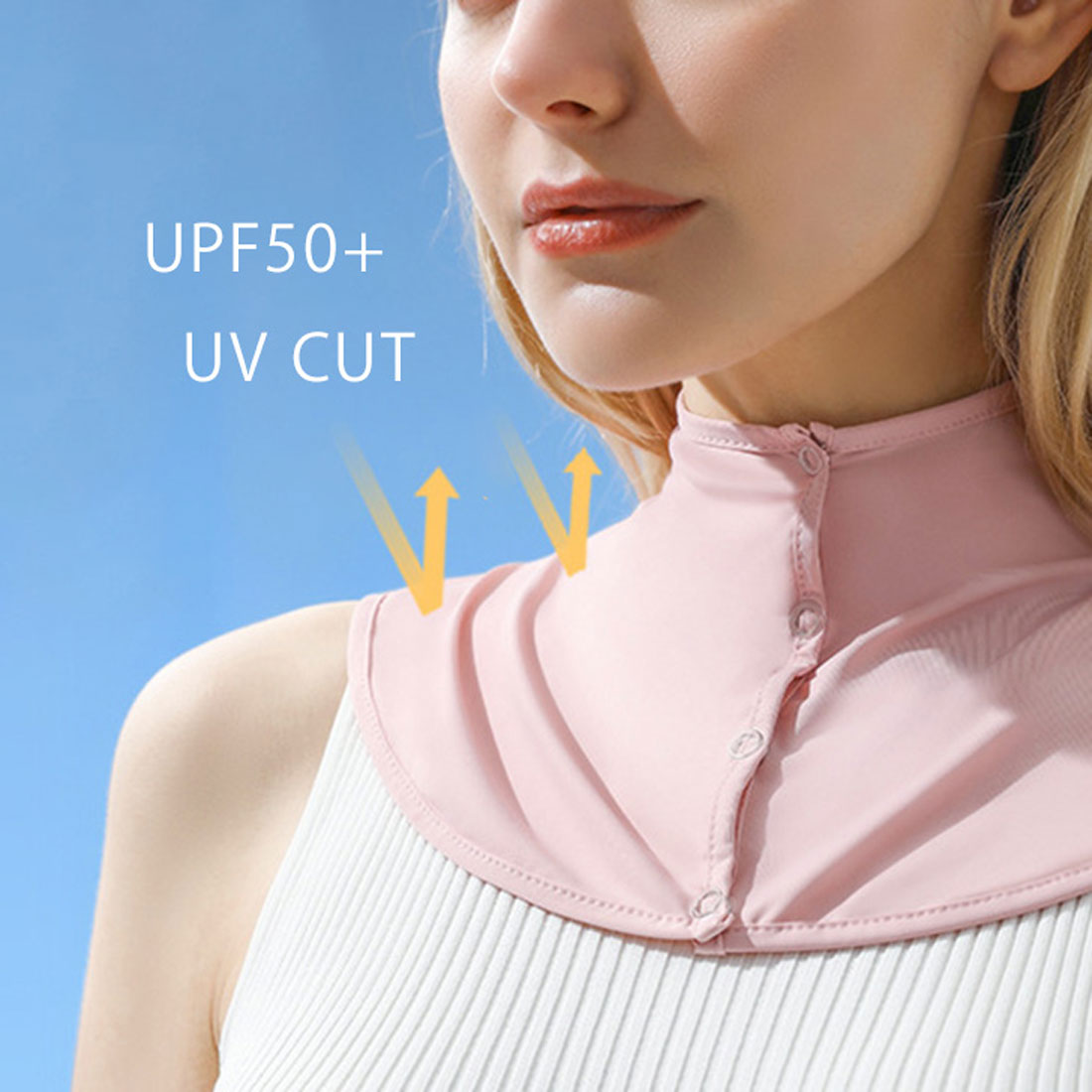 REAL STYLE Neck cover UV UV protection Button Sunburn UV protection Fake collar Turtleneck High neck Neck Cool UPF50+ Energy saving