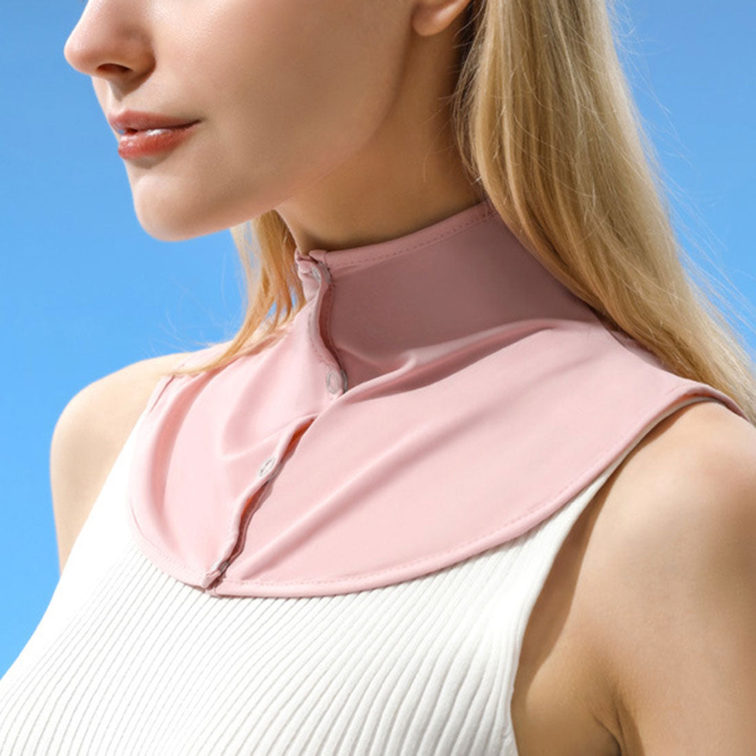 REAL STYLE Neck cover UV UV protection Button Sunburn UV protection Fake collar Turtleneck High neck Neck Cool UPF50+ Energy saving