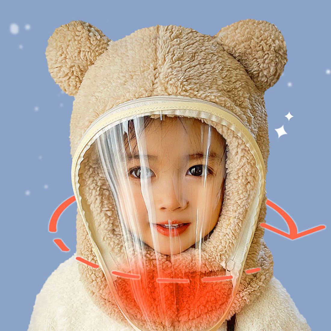 リアルスタイル REAL STYLE バラクラバ フードネックウォーマー 防寒 おしゃれ 冬用 子供 レディース キッズ 耳付き スヌード マスク もこもこ 暖かい フェイス,ベージュ