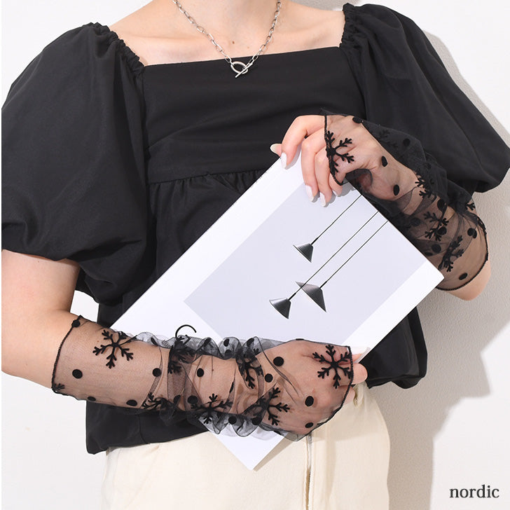 Real Style Arm Covers for Women Long Length Thin Sheer Lace See-Through Black Summer Arm Covers Cute Stylish UV Care Sun Protection Energy Saving