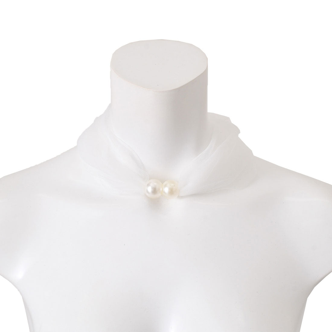 REAL STYLE 圍巾頸套夏季防紫外線女式項圈假珍珠薄紗透明可愛時尚遮陽防寒頸部皺紋遮蓋