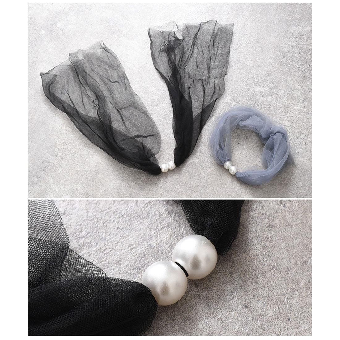 REAL STYLE 圍巾頸套夏季防紫外線女式項圈假珍珠薄紗透明可愛時尚遮陽防寒頸部皺紋遮蓋