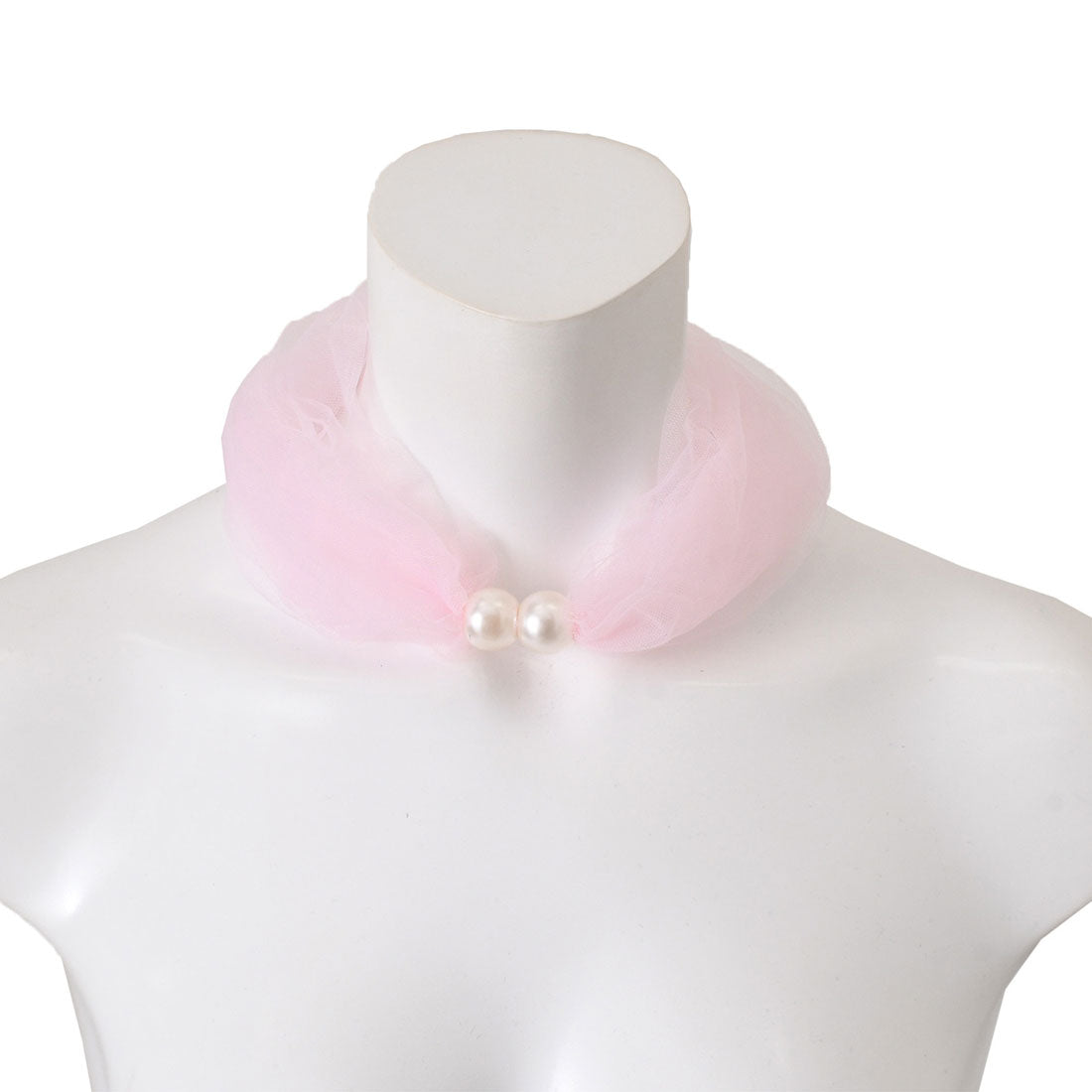 REAL STYLE 圍巾頸套夏季防紫外線女式項圈假珍珠薄紗透明可愛時尚遮陽防寒頸部皺紋遮蓋