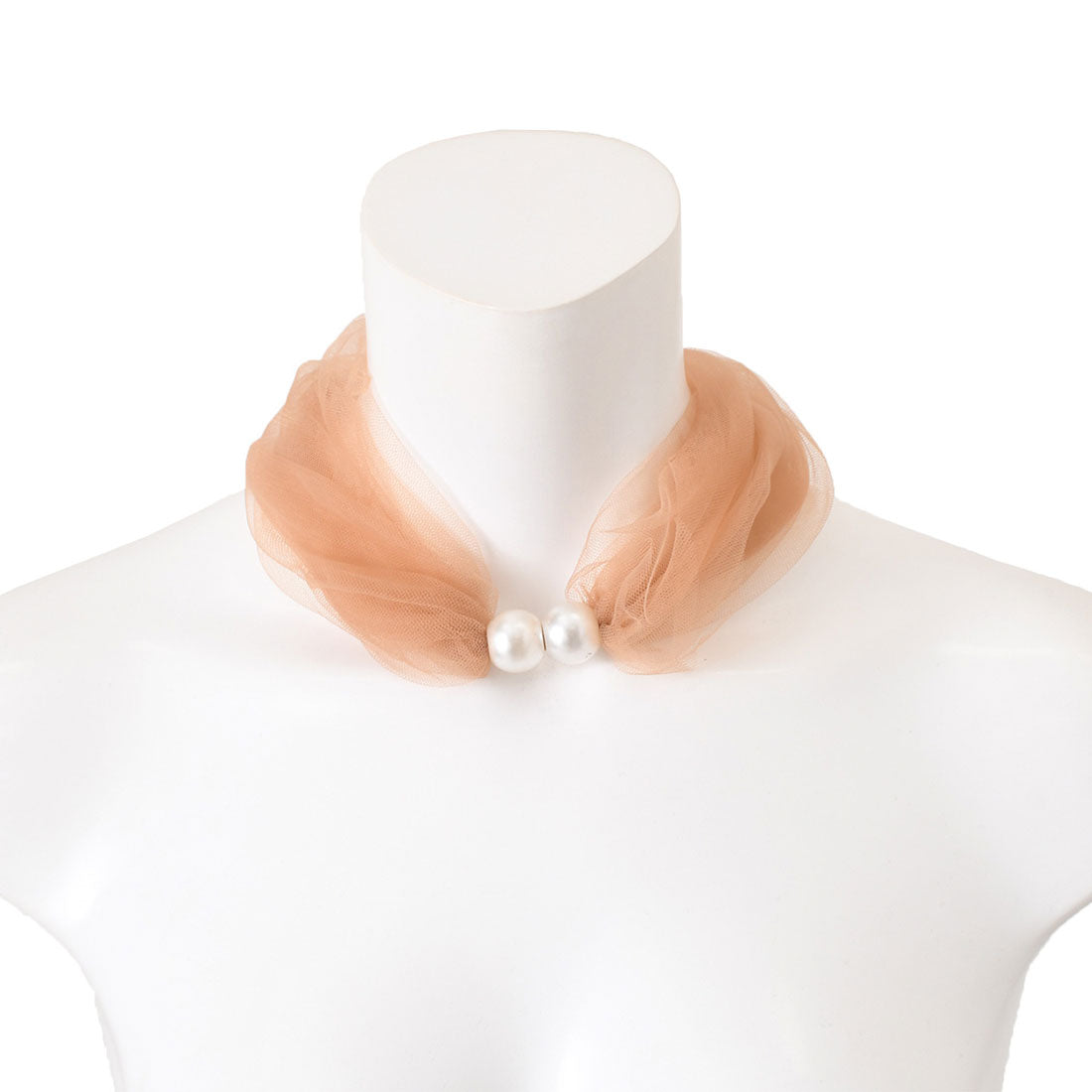 REAL STYLE 圍巾頸套夏季防紫外線女式項圈假珍珠薄紗透明可愛時尚遮陽防寒頸部皺紋遮蓋