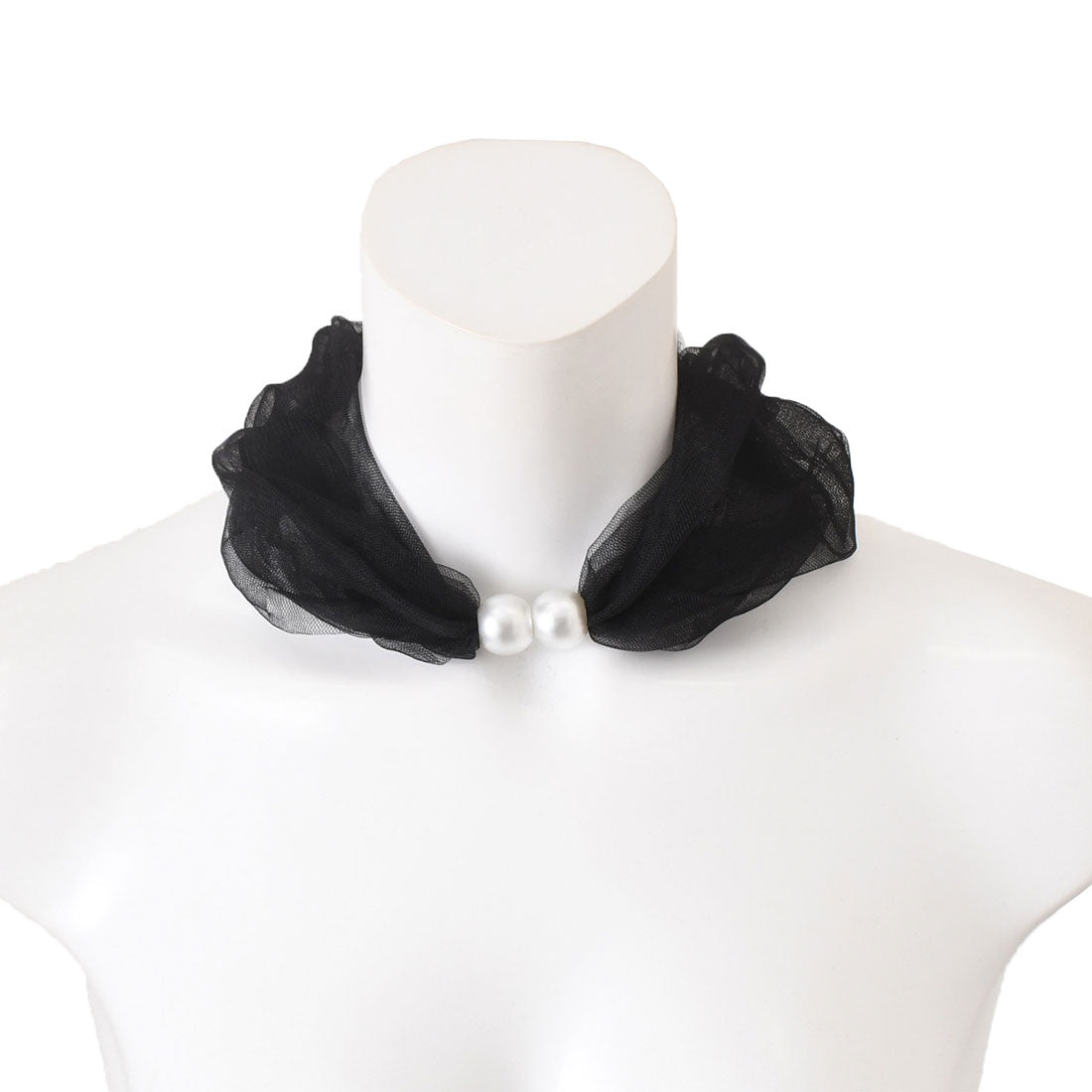 REAL STYLE 圍巾頸套夏季防紫外線女式項圈假珍珠薄紗透明可愛時尚遮陽防寒頸部皺紋遮蓋