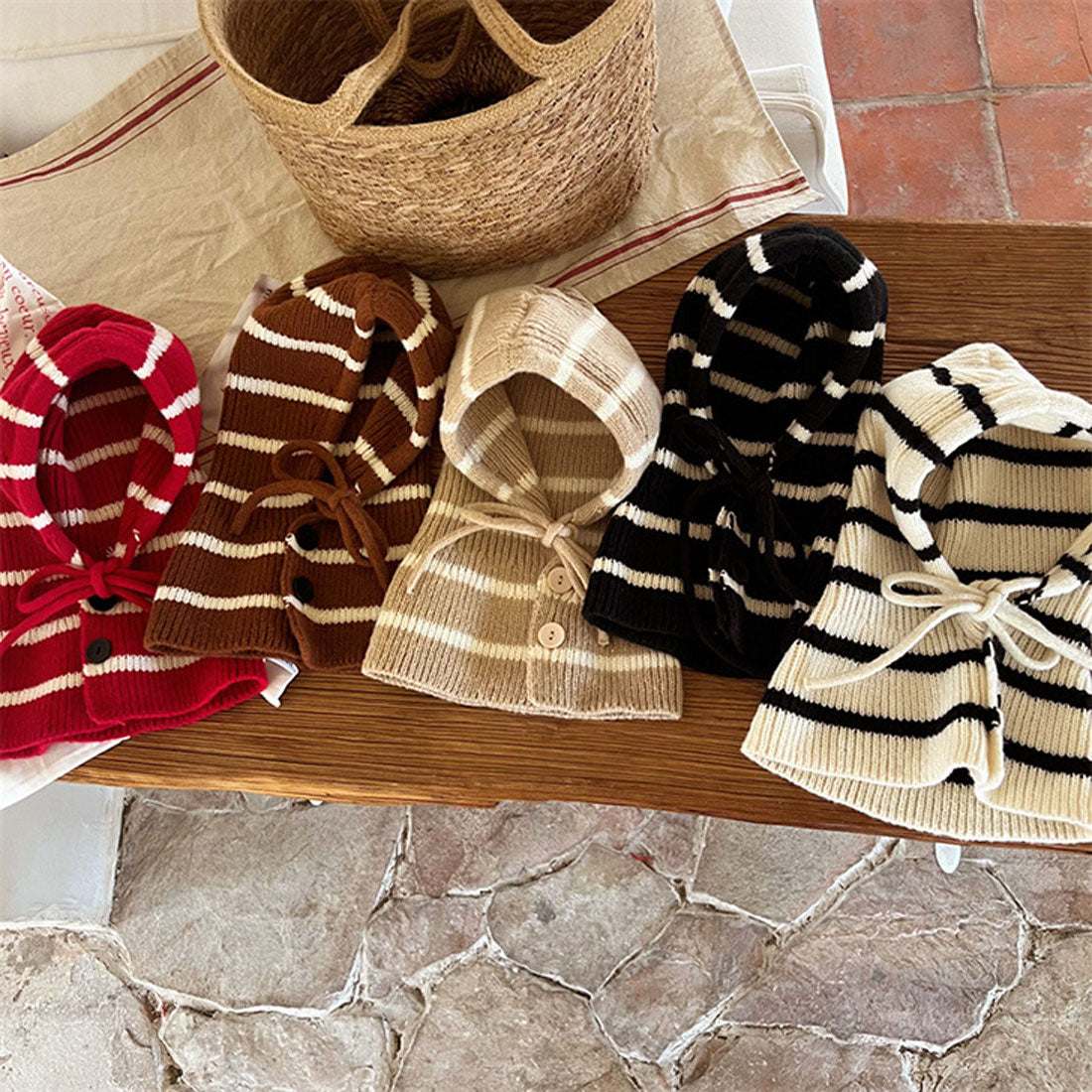 Real Style Balaclava Hood Warmer Neck Warmer Knit Cap for Kids Baby Scarf Winter Cold Protection Warm Stylish Boys Girls