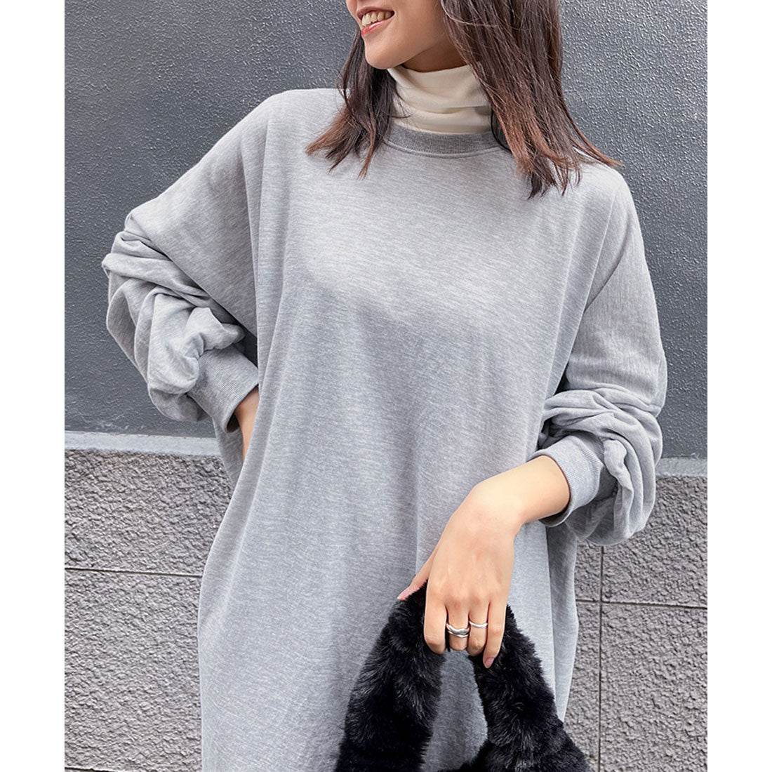 リアルスタイル REAL STYLE ワンピース レディース 春 秋 長袖 薄手 ロング丈 マキシ丈 ゆったり 大きいサイズ 体型カバー フレア カジュアル 無地 シンプル 韓国ファッション チンチャコリア