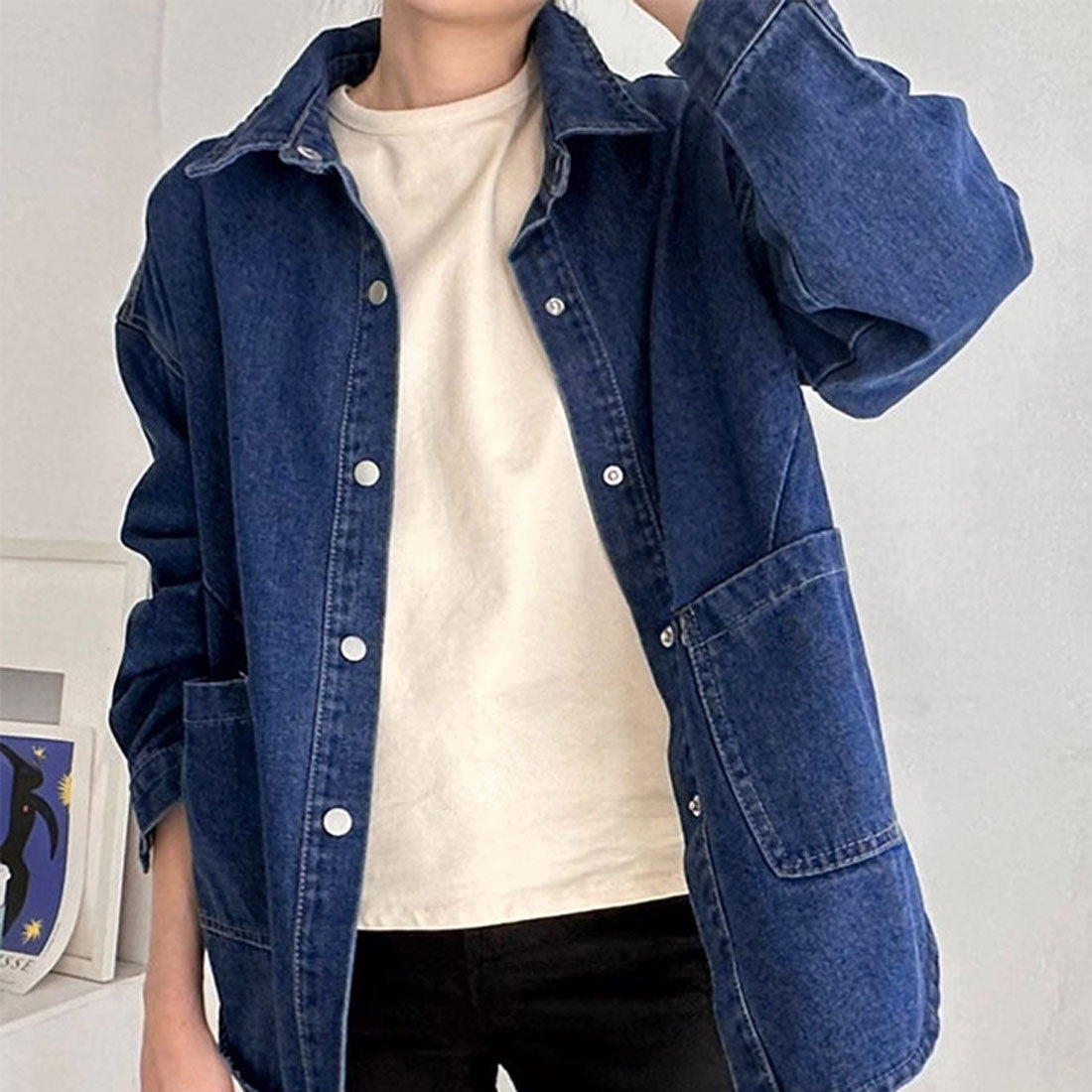 リアルスタイル REAL STYLE デニムジャケット レディース アウター Gジャン 薄手 長袖 羽織り 上着 シャツ おしゃれ 春 秋 冬 大きめ 通勤 通学 お出かけ 旅行,ブルー