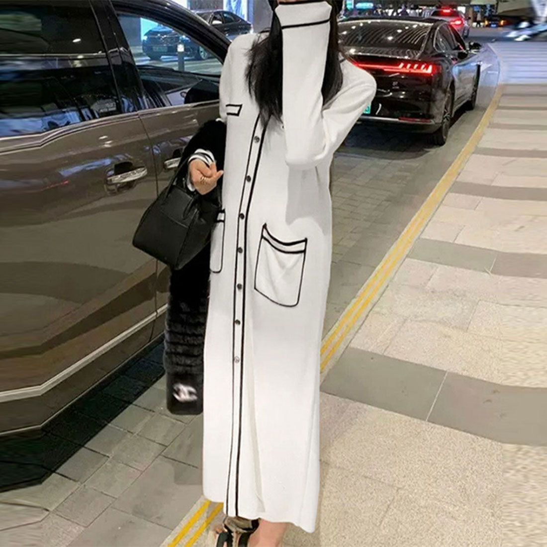 princess polly baby blue dress Real Style Dress Women's Autumn Winter Long Sleeve Long Knit Elegant T
