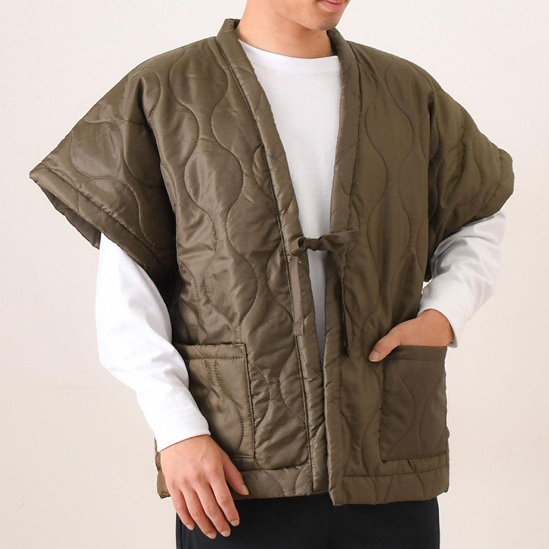 リアルスタイル REAL STYLE はんてん 羽織 袖なし レディース メンズ おしゃれ 半纏 半てん 半天 袢纏 防寒 冬 やっこ 暖かい 中綿 半袖 薄手 軽量 綿入り 綿入れ 半纏 羽織り 部屋着 ゆったり どてら ちゃんちゃんこ