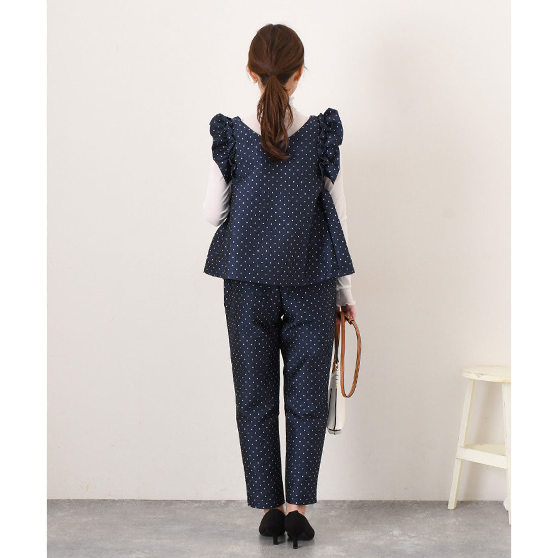 リアルスタイル REAL STYLE 鉛筆褲 女士 套裝 下裝 春 夏 秋 正式 場合 圓點圖案 時尚 中心接縫 辦公室 通勤