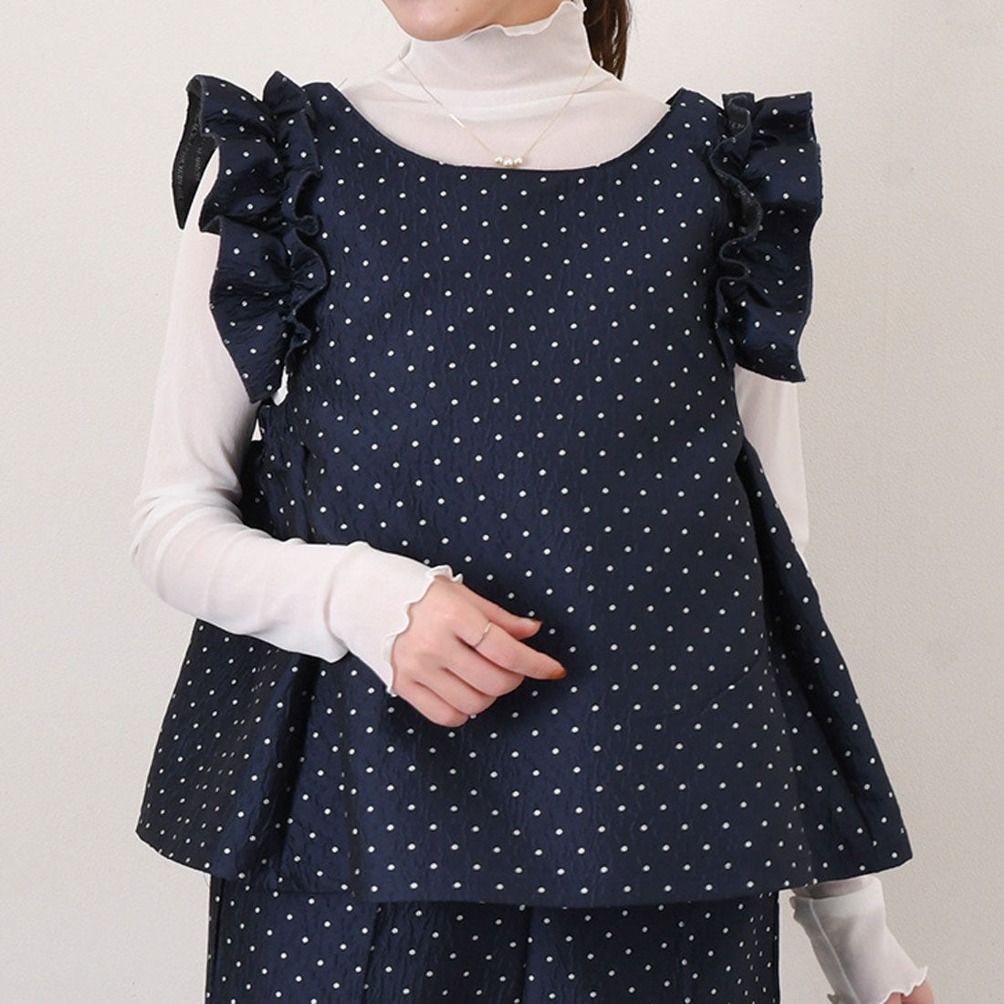 Real Style Tops for Women Spring Summer Set Up Formal Occasion Vest Blouse V-Neck Round Neck Flare Polka Dot Pattern Neat