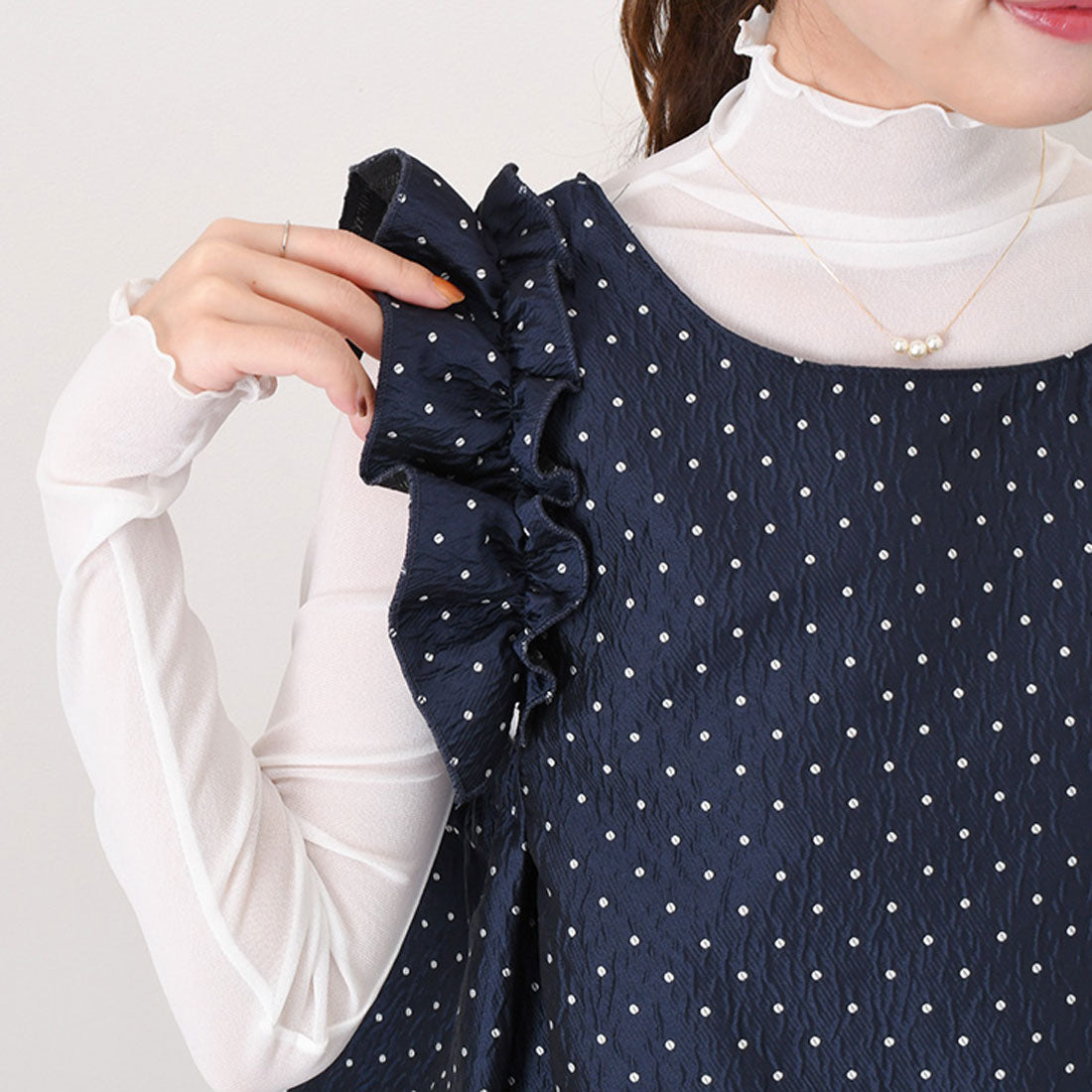 Real Style Tops for Women Spring Summer Set Up Formal Occasion Vest Blouse V-Neck Round Neck Flare Polka Dot Pattern Neat