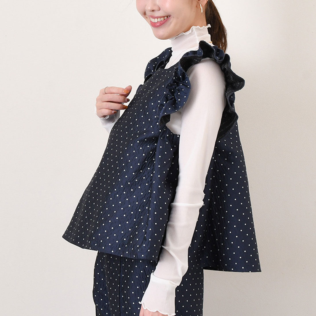 Real Style Tops for Women Spring Summer Set Up Formal Occasion Vest Blouse V-Neck Round Neck Flare Polka Dot Pattern Neat