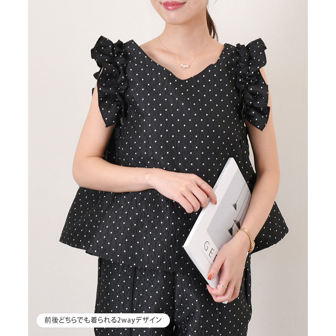 Real Style Tops for Women Spring Summer Set Up Formal Occasion Vest Blouse V-Neck Round Neck Flare Polka Dot Pattern Neat