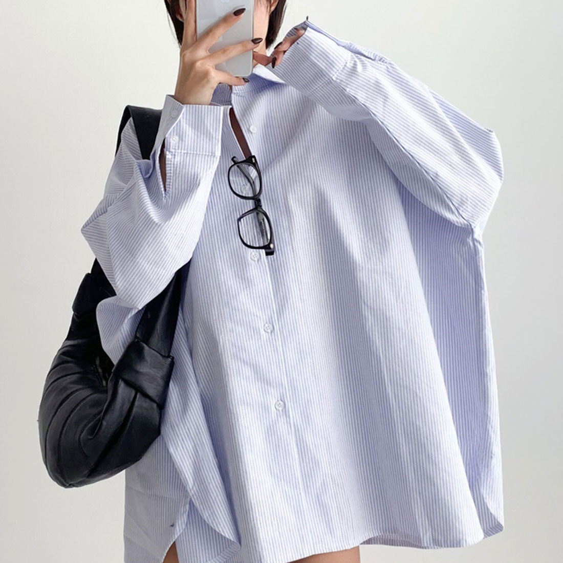 Real Style Shirt Women's Long Sleeve Stripe Pattern Cotton Spring Summer Autumn Winter Thick Blouse Tops Outerwear Loose Fit Plus Size