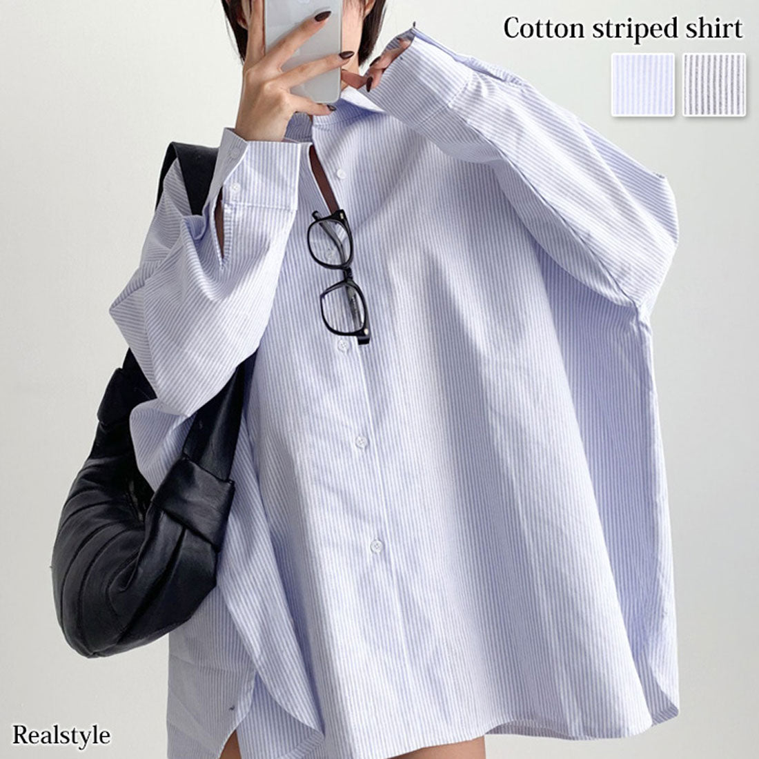 Real Style Shirt Women's Long Sleeve Stripe Pattern Cotton Spring Summer Autumn Winter Thick Blouse Tops Outerwear Loose Fit Plus Size