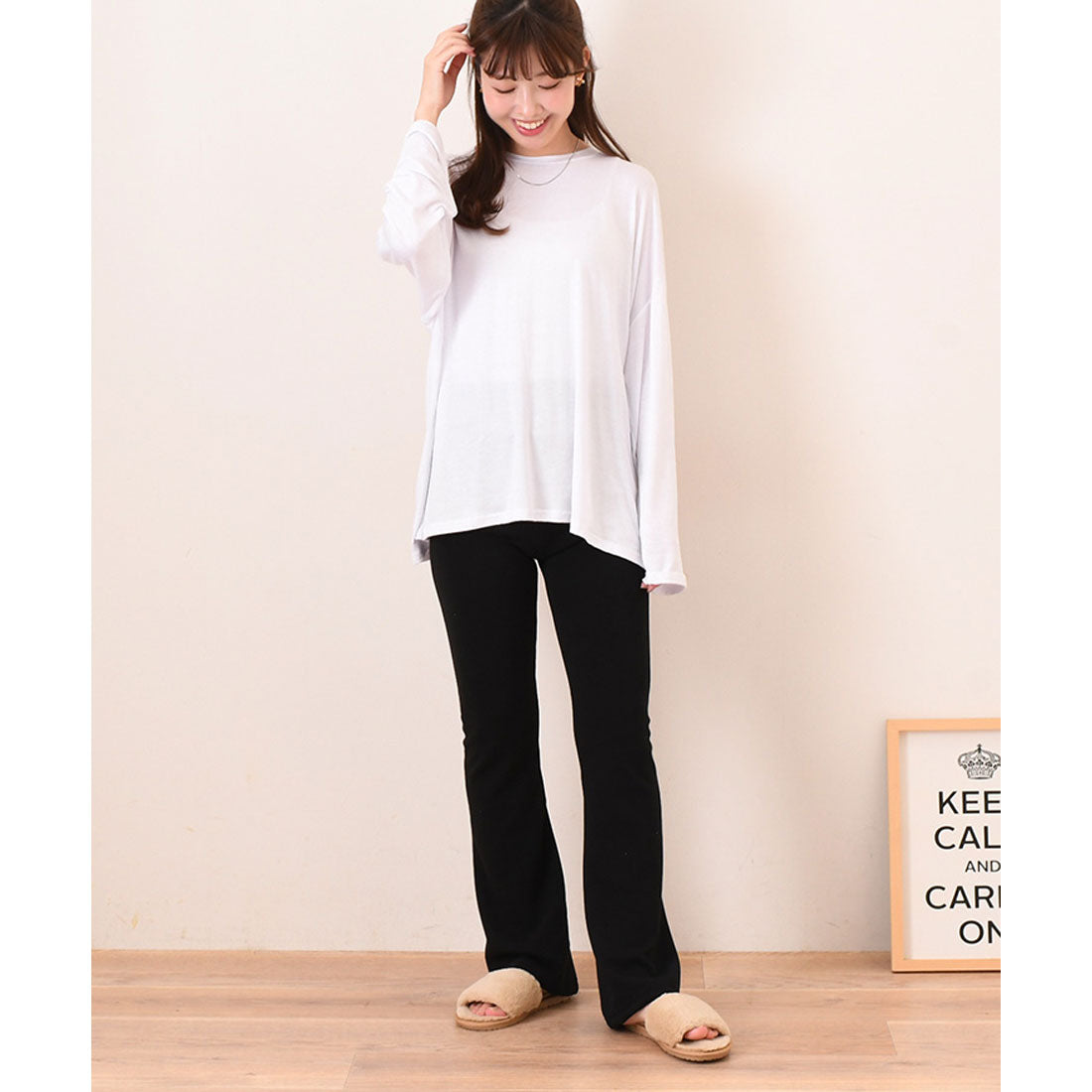 リアルスタイル REAL STYLE 剪裁上衣 女士 長袖 白 黑色 大尺碼 春 夏 秋 寬鬆 罩衫 長T 長袖T恤 連衣裙 素色 寬鬆 體型修飾 韓國時尚 真正韓國