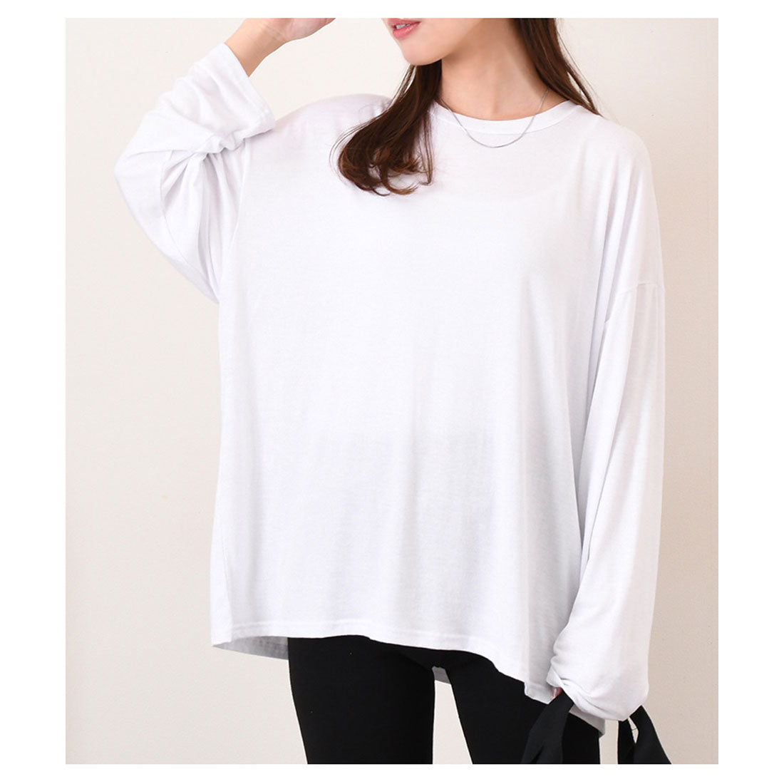 リアルスタイル REAL STYLE 剪裁上衣 女士 長袖 白 黑色 大尺碼 春 夏 秋 寬鬆 罩衫 長T 長袖T恤 連衣裙 素色 寬鬆 體型修飾 韓國時尚 真正韓國