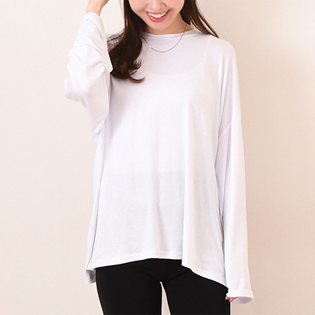 リアルスタイル REAL STYLE 剪裁上衣 女士 長袖 白 黑色 大尺碼 春 夏 秋 寬鬆 罩衫 長T 長袖T恤 連衣裙 素色 寬鬆 體型修飾 韓國時尚 真正韓國