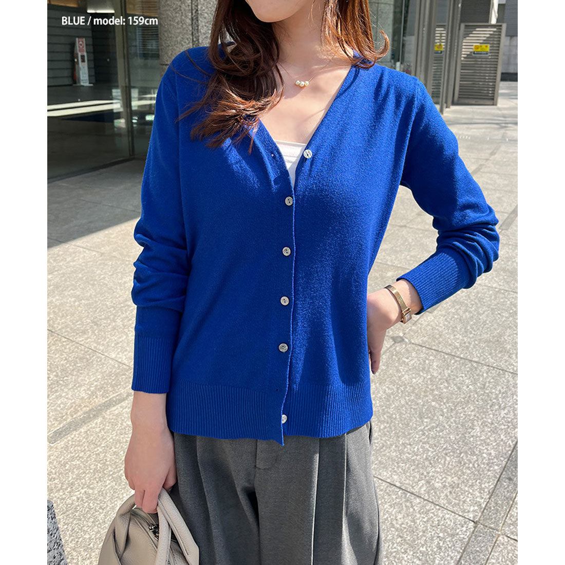 リアルスタイル REAL STYLE 開襟毛衣 女士 針織 春 秋 黑色 薄款 V領 顏色 可水洗 長袖 通勤 辦公室 學生 學校 事務 商務 簡約