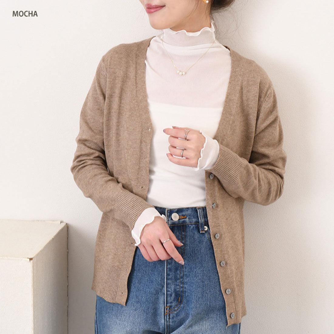 リアルスタイル REAL STYLE 開襟毛衣 女士 針織 春 秋 黑色 薄款 V領 顏色 可水洗 長袖 通勤 辦公室 學生 學校 事務 商務 簡約