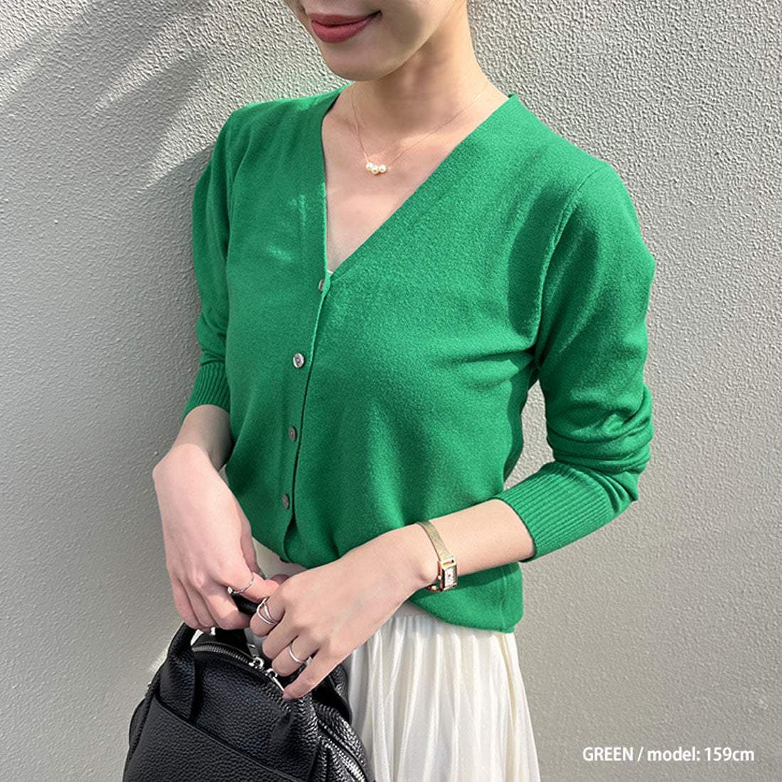 リアルスタイル REAL STYLE 開襟毛衣 女士 針織 春 秋 黑色 薄款 V領 顏色 可水洗 長袖 通勤 辦公室 學生 學校 事務 商務 簡約