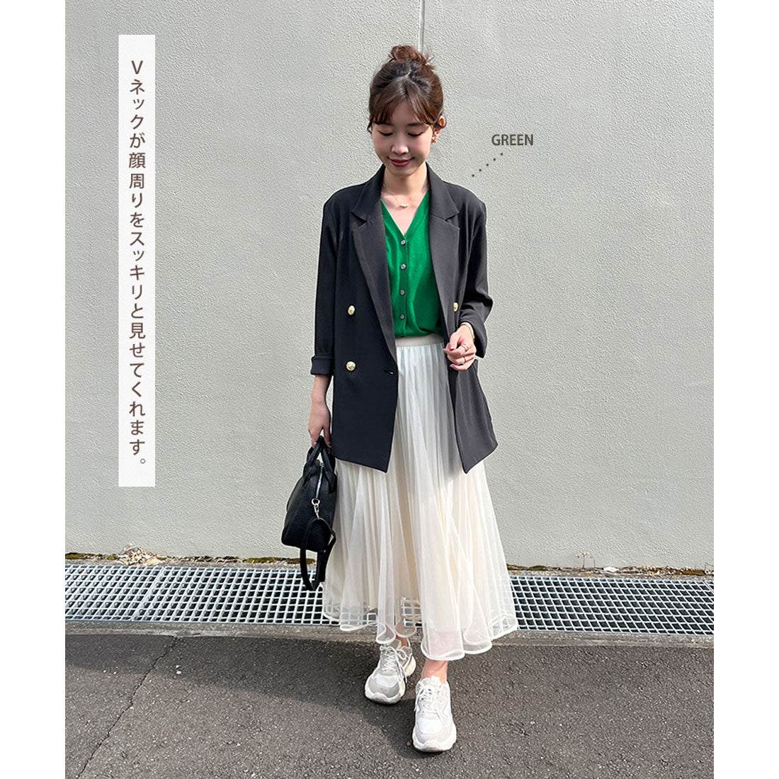 リアルスタイル REAL STYLE 開襟毛衣 女士 針織 春 秋 黑色 薄款 V領 顏色 可水洗 長袖 通勤 辦公室 學生 學校 事務 商務 簡約