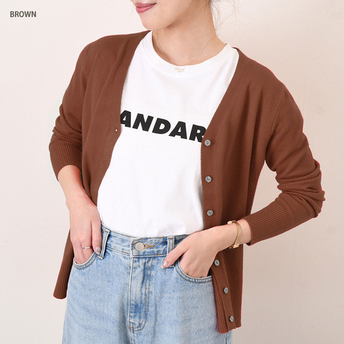 リアルスタイル REAL STYLE 開襟毛衣 女士 針織 春 秋 黑色 薄款 V領 顏色 可水洗 長袖 通勤 辦公室 學生 學校 事務 商務 簡約