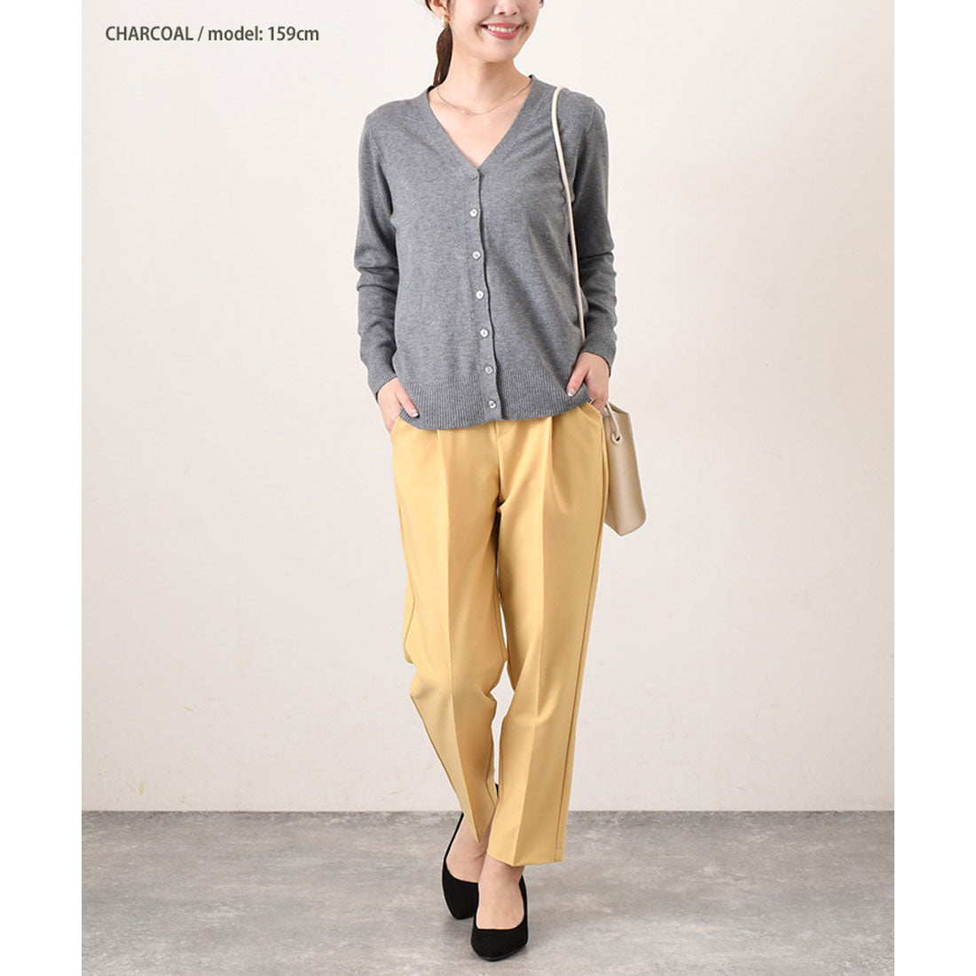 リアルスタイル REAL STYLE 開襟毛衣 女士 針織 春 秋 黑色 薄款 V領 顏色 可水洗 長袖 通勤 辦公室 學生 學校 事務 商務 簡約