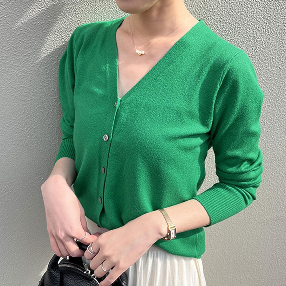 リアルスタイル REAL STYLE 開襟毛衣 女士 針織 春 秋 黑色 薄款 V領 顏色 可水洗 長袖 通勤 辦公室 學生 學校 事務 商務 簡約